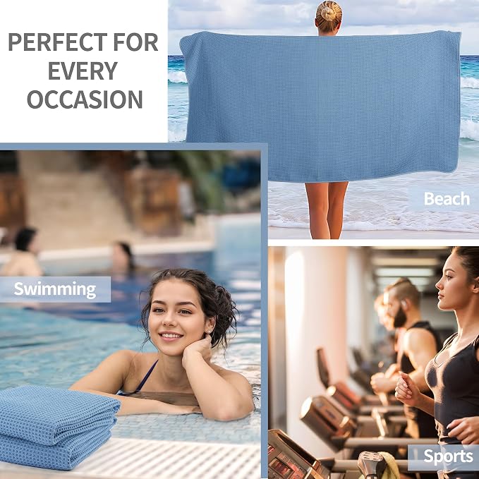 Microfiber Waffle Bath Towels, 4 Pieces, Soft, Absorbent, Fast Drying, Lint Free 430 GSM (27''x55''/68.58 cm x139.7 cm) - Image 7