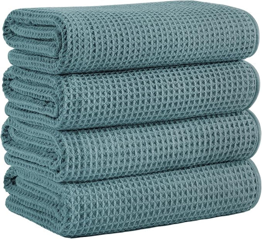 MICROFI Microfiber Waffle Bath Towels, 4 Pieces, Soft, Absorbent, Fast Drying, Lint Free 430 GSM (27''x55''/68.58 cm x139.7 cm) by Unknown