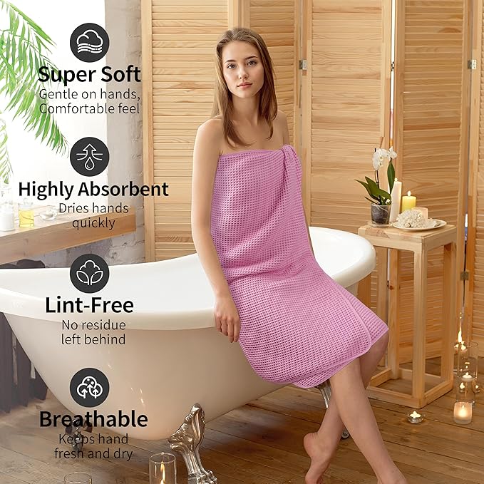 Microfiber Waffle Bath Towels, 4 Pieces, Soft, Absorbent, Fast Drying, Lint Free 430 GSM (27''x55''/68.58 cm x139.7 cm) - Image 4