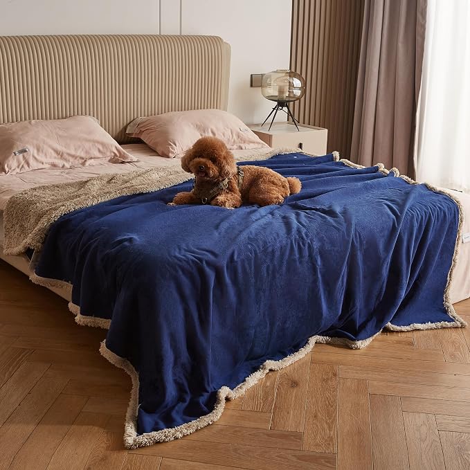 Catalonia Waterproof Blanket for Bed, Reversible Leakproof Throw | 80 x 90 Inch, Navy, Washable Protector Cover for Couch and Sofa, Stain Proof Blanket for Pets, Kids and Everyday Spills - Image 6