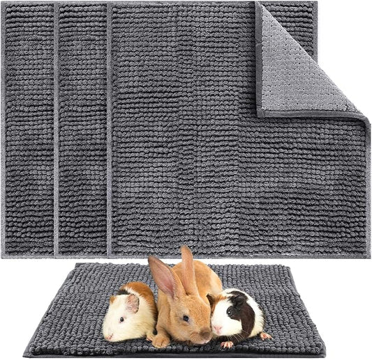 Amylove 4 Pcs Guinea Pig Cage Liner 12 x 12 Inch Washable Chenille Pee Pads Pet Dog Cat Bedding Training Mat Reusable for Small Animals Puppy Bunny Hamster Chinchilla by Amylove