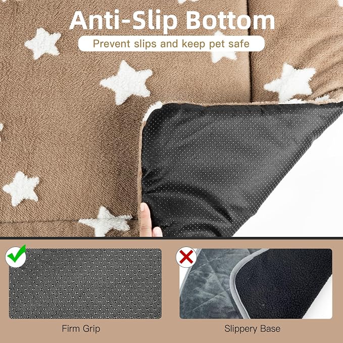 Mora Pets Dog Crate Pad Dog Kennel Bed Crate Mat for Large Dogs Washable Cute Star Pet Bed for Cage Ultra Soft Flat Pillow Cushion for Cozy Sleeping Anti-Slip Brown 42 x 27 - Image 4