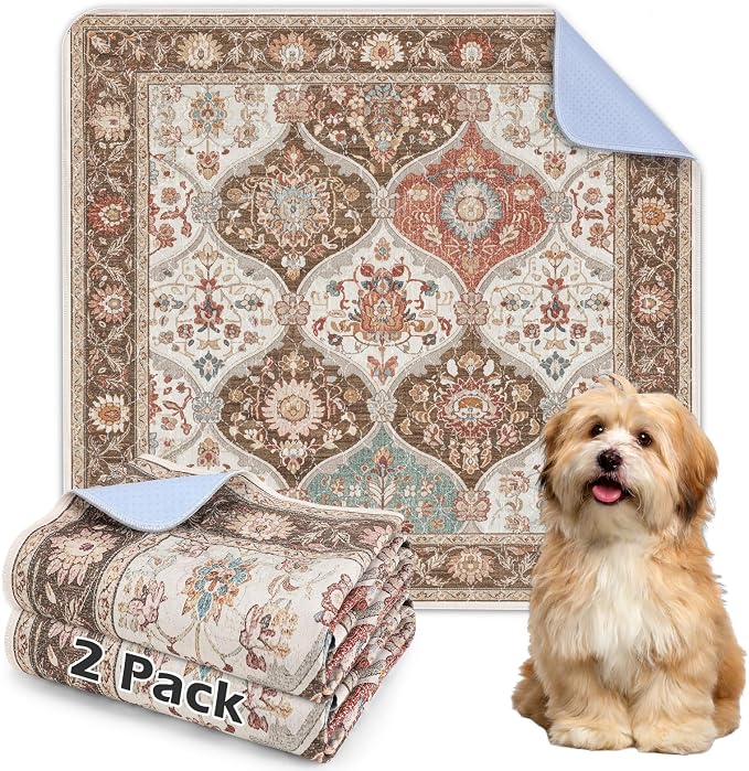 INVENHO 2PACK Washable Pee Pads for Dogs, Reusable Dog Pads Upgrade Non-Slip Dog Pee Pads Heavy Absorbency Puppy Pee Pads Quick Dry Whelping Pads/Waterproof Puppy Training Pad by INVENHO
