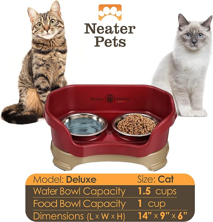 Neater Pet Brands Feeder Deluxe for Cats - Cranberry (200) - Image 5