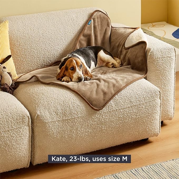 Bedsure Waterproof Dog Blankets for Medium Dogs Washable Soft Warm, 30"X40" | Plush Sherpa Fleece Cat Puppy Blanket for Couch Protector, Reversible Cozy Calming Throw for Pet Indoor,Camel - Image 8