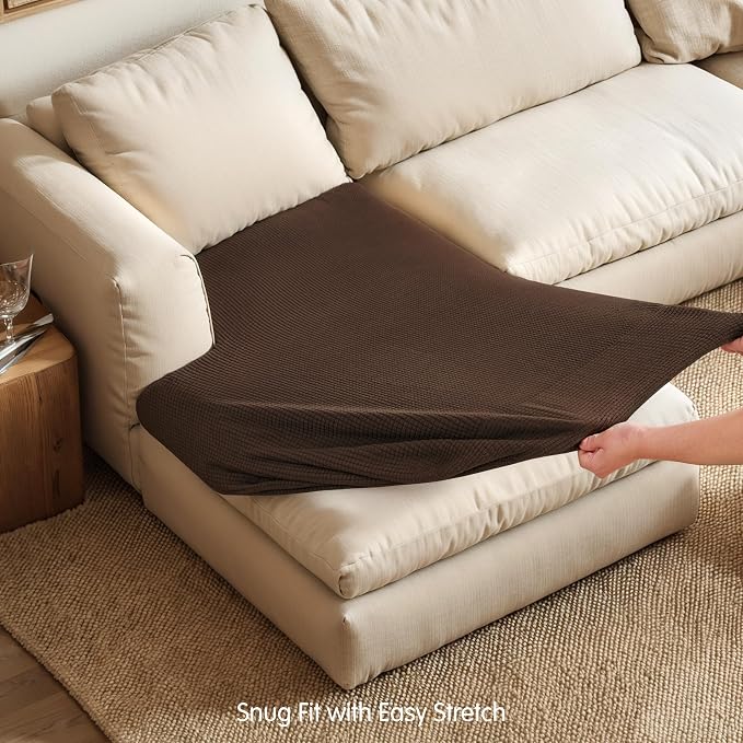 Hokway Stretch Chaise Cover Individual Couch Cushion Slipcovers Reversible Cushion Protector Slipcovers Sofa Cushion Protector Covers (Chaise Cover, Chocolate) - Image 5