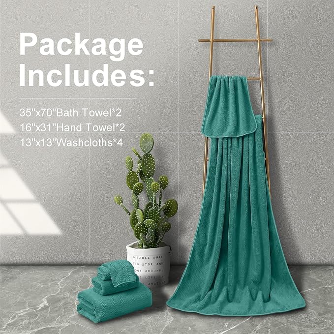 Smuge Ultra Soft 8 Piece Large Bath Towel Set for Bathroom Shower Pool, Kitchen, Quick Dry, Lightweight Highly Absorbent - 2 Oversized Bath Towel Sheets, 2 Hand Towels, 4 Washcloths - Image 6