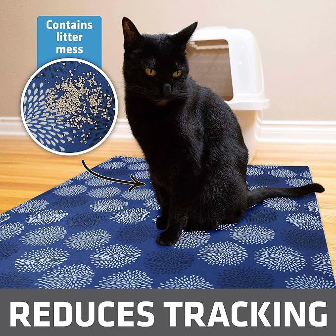 Drymate Cat Litter Box Mat, Litter Trapping Mat, Dark Blue, 29x36 XL | Waterproof, Urine-Proof, Absorbent, Machine Washable, Soft on Paws, Contains Mess, Protects Floors, Kitten Supplies, USA Made - Image 2