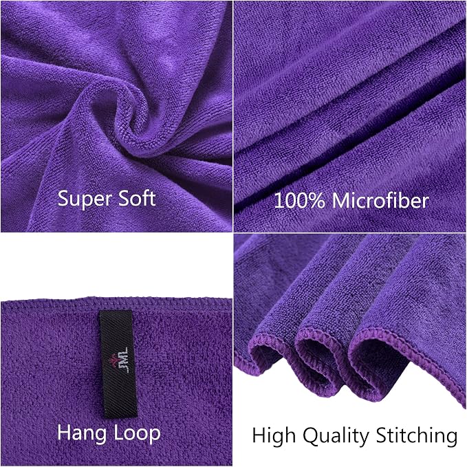 JML Microfiber Bath Towels, 2 Pack, 30" x 60", Violet | Oversized, Ultra Soft, Super Absorbent, Fast Drying, Perfect for Bathroom, Shower, Sauna, Yoga, Gym - Image 5