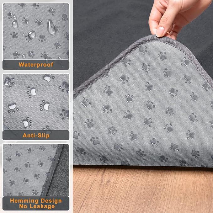 LOOBANI 2 Packs Extra Large Reusable Dog Mat for Floor, Non-Slip Washable Pee Pads for Dogs, Fast Absorbent Pet Whelping Pads, Puppy Playpen Mat for Incontinence, Housebreak, Crate (36"x48"-Gray) | Leak-Proof and Non-Slip Reusable Puppy Pads, Machine W... - Image 4