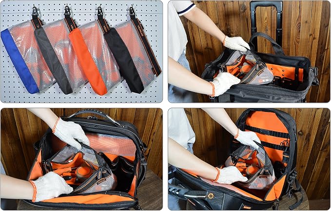 WELKINLAND Clear Tool Pouch, 4PCS Tool pouches, 13" Tools pouch, Zipper tool pouch, Tool pouch bag, Tool bag organizer, Small tool bag, Small tool pouch, Small tool bags, Tool pouches with zipper - Image 4