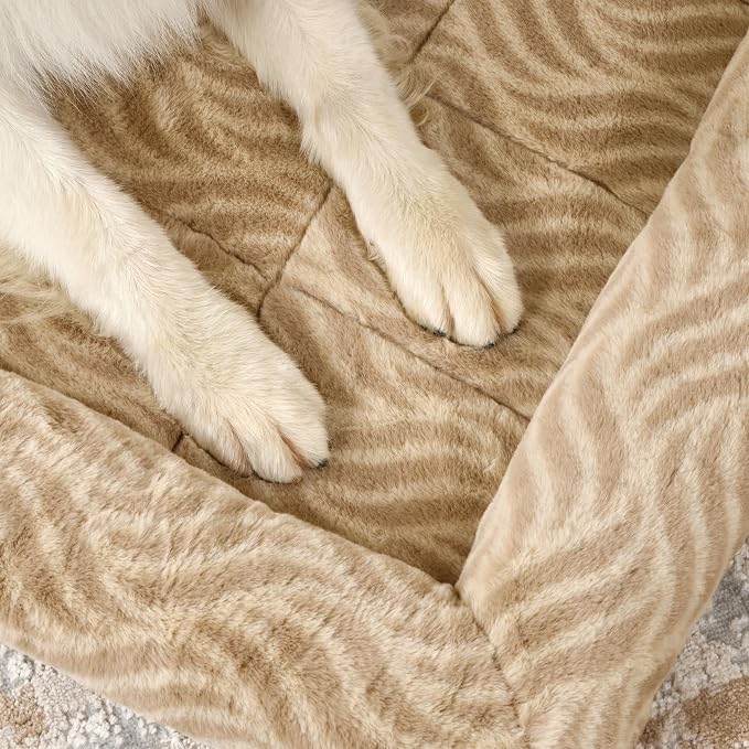 MidWest Homes for Pets QuiteTime Deluxe Wave Bolster Bed for Extra Large Dogs; Easily Machine Wash and Dry; Tan; 48"; 40248-WVTN - Image 6