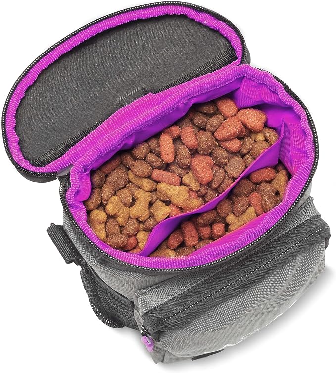 Multipurpose Pro Dog Treat Bag with Neoprene Split Top Dog Training Treat Pouch Bag with Shoulder Strap, Belt and Clip and Exterior Storage Pocket (Raspberry) - Image 4
