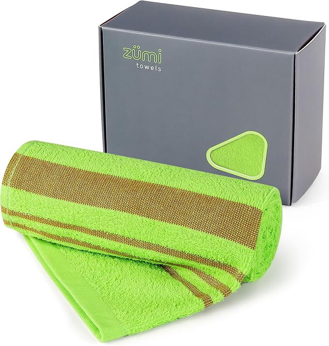 Zumi MINI 100% Cotton Camping Travel Towel - Small, Ultralight, Fast Drying, Highly Absorbent, Soft and Gentle on the Skin, Safe for the Planet (28" x 13" Green) by Zumi+Towels