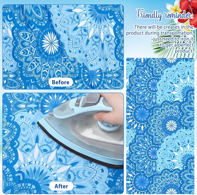 EBOOT 10 Pack Oversized Beach Towel Set Extra Large Pool Towels Microfiber Quick Dry Swim Blanket for Adult Women Men Face Hand Body Bath Travel Pool(Ocean Blue,36 x 72 Inch,Boho Ocean Style) - Image 4