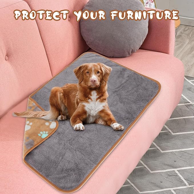 YUEPET 2 Pack Waterproof Dog Blankets, Puppy Blankets for Small Dogs & Cats | Waterproof Inner Layer, Bed Couch Sofa Protector, Soft Reversible Fleece, 30x20", Machine Washable, Gray Coffee - Image 8