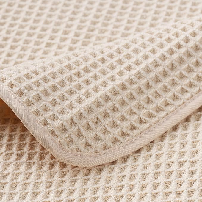 POLYTE 430 GSM Microfiber Quick Dry Lint Free Oversize Bath Towel Set, 6 Piece (Waffle Weave) - Image 7