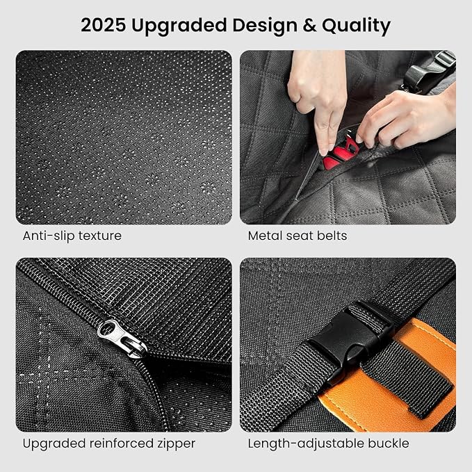 REEVAA Dog Car Seat Cover for Back Seat, Hard Bottom, L, Black | 450 lbs Extender, 45% More Space for 2-4 Large Dogs, Waterproof, Zippered Mesh Window, Fits for SUV Medium Truck - Image 8