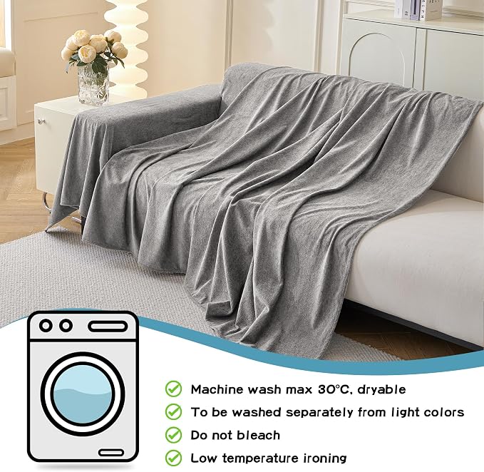 MYSKY HOME Sectional Couch Cover for Dogs, 2 Pieces Couch Covers for L Shape Sofa, Sofa Cover Washable, Furniture Protector Chaise Lounge Cover for 3-4 Cushion Couch(71"x118"+91"x134", Dark Grey) - Image 7