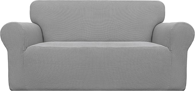 Easy-Going Stretch Oversized Loveseat Couch Covers Washable Light Gray | 1-Piece Large Loveseat Cover for 2 Cushion Couch Furniture Protector RV Sofa Slipcover Soft with Bottom for Kids Pets by Easy-Going
