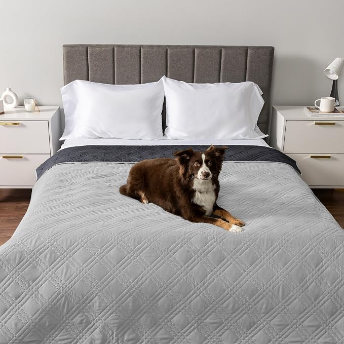 PetAmi Waterproof Couch Cover for Dogs, Non-Slip Leakproof Sofa Furniture Protector for Pet Cat, Machine Washable Bed Blanket for Car Seat, 102x82 Light Gray - Image 3