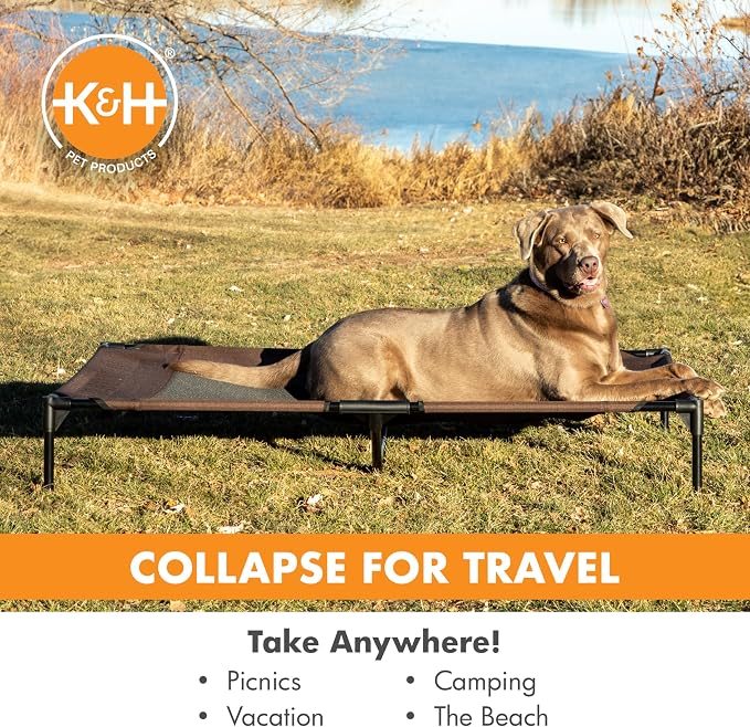 K&H Outdoor Elevated Dog Bed - Cooling Raised Dog Bed for Extra-Large & Giant Pets, Breathable Mesh Center Hammock Design, Indoor/Outdoor Washable Cover, Portable Metal Frame, Chocolate, Jumbo 56x38 - Image 8