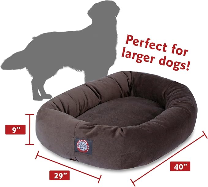Majestic Pet 40 Inch Suede Calming Dog Bed Washable 40x29x9 (Inch) – Cozy Soft Round Donut Dog Bed with Spine Support for Dogs to Rest their Head - Round Pet Bed Large – Chocolate - Image 3