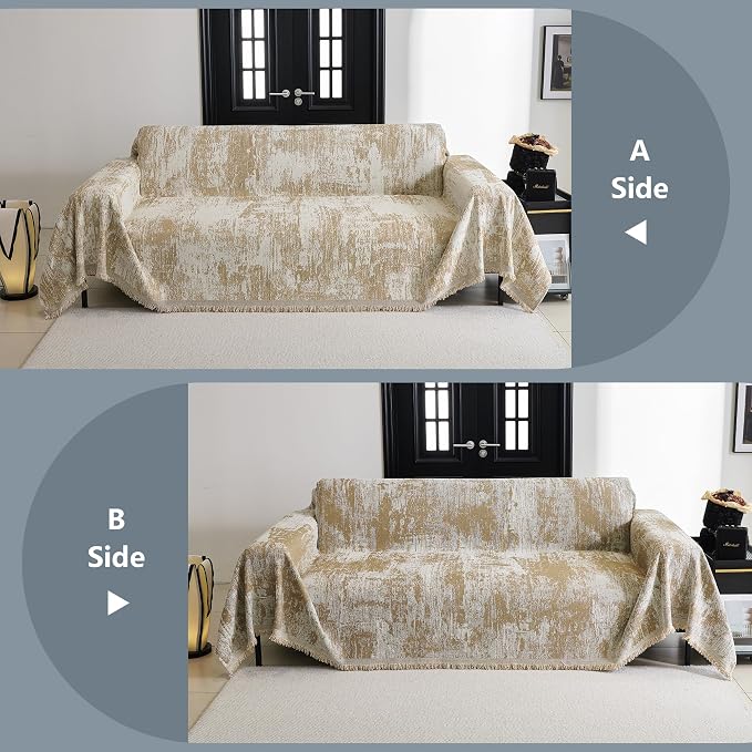 MYSKY HOME Couch Cover for Sectional Sofa Set for Dog Cat Pets Abstract Geometric Furniture Sofa Cover Washable Couch Cover 3 Seat Sofa Chenille Couch Protector Multi-Use Throw Blanket, 71" X134" - Image 6