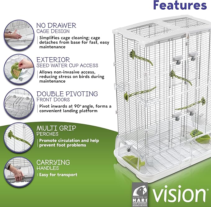 Vision M02 Wire Bird Cage, Bird Home for Parakeets, Finches and Canaries | Tall Medium - Image 2