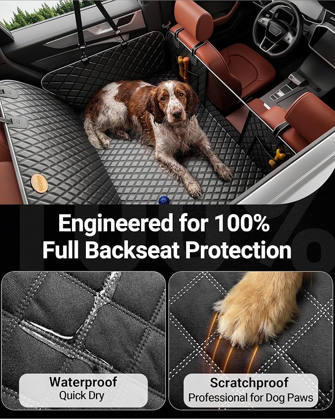 PetDance Car Back Seat Extender for Dogs,【Hard Bottom But Soft Touch】 | Thick Support Foam,【600LBS】Car BacSeat Cover,100% Waterproof Anti-Scratch Hammock for Sedan | Mid-Size & Compact SUV/Truck - Image 6
