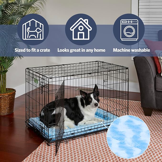 MidWest Homes for Pets QuietTime Fashion XXS Dog Bed – Blue Faux Fur Bolster, Ultra-Soft and Machine Washable, Fits 18-Inch Crates and Carriers, for Small Dogs and Cats (Pack of 2) - Image 4