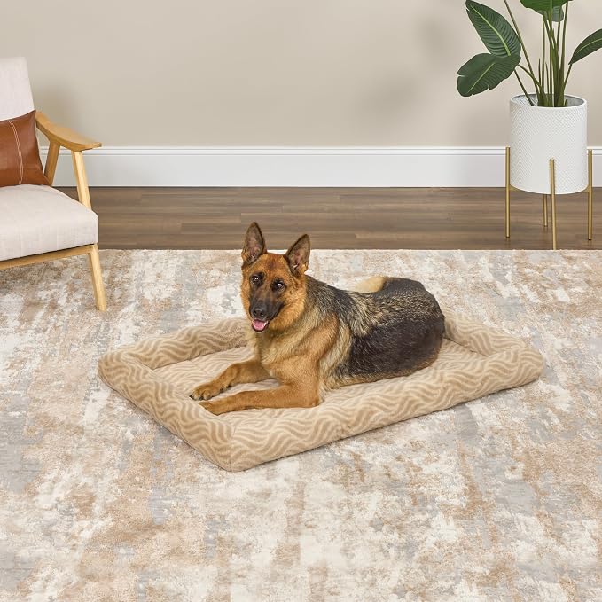MidWest Homes for Pets QuiteTime Deluxe Wave Bolster Bed for Extra Large Dogs; Easily Machine Wash and Dry; Tan; 48"; 40248-WVTN - Image 3