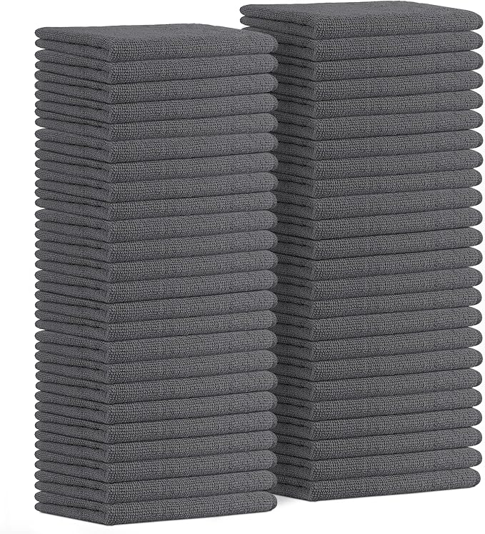 Avalon Towels Microfiber Cleaning Cloths (Value Pack of 48) - Size 16 x 16 Inches, Highly Absorbent Cleaning Rags, Lint Free, Reusable and Washable, Microfiber Towels for Cars by AvalonTowels