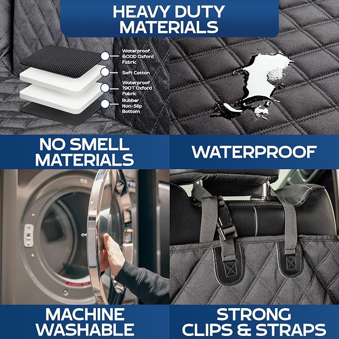 XL Floor Cover with Door Protection and Tactical MOLLE System - As Seen on Shark Tank - Fits Full-Size Crew Cab Trucks with Fold Up Seats, Waterproof & Machine Washable – XL Dog Hammock for Truck - Image 5