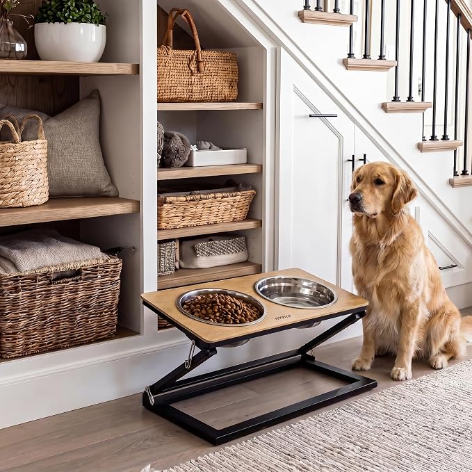 Elevated Dog Bowl, Adjustable Height and Tilt Angle Dog Bowl Stand | Precisely Adjust Height And Tilt Angle, Easy To Clean, Equipped With 2 Stainless Steel Food Bowls, Sturdy And Durable. - Image 6
