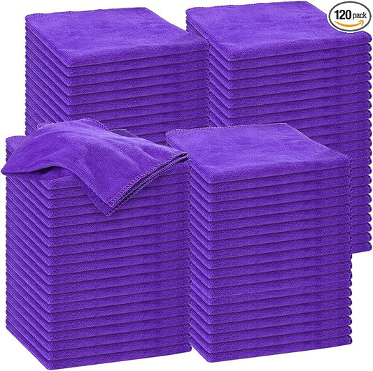 Nuenen Microfiber Cleaning Cloths for Cars 16 x 16 Inch Ultra Absorbent Car Towels Drying Reusable Cleaning Supplies House Kitchen Window Microfiber Towel(Purple,120 Pcs) by Nuenen