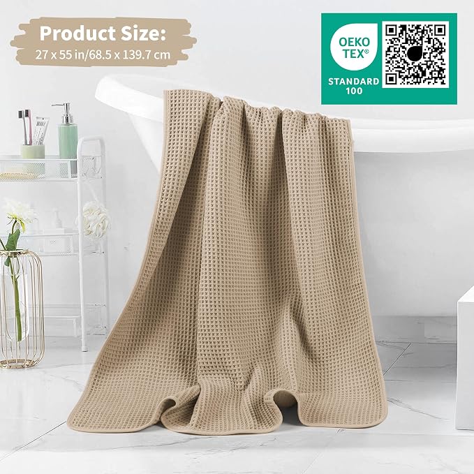 Microfiber Waffle Bath Towels, 4 Pieces, Soft, Absorbent, Fast Drying, Lint Free 430 GSM (27''x55''/68.58 cm x139.7 cm) - Image 5