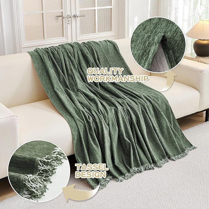 MYSKY HOME Couch Cover for Dogs Washable Couch Covers Couch Covers for Sofa Couch Cover 2 Cushion Sofa Non Slip Dogs Furniture Protector Chenille Sofa Covers for Pets, 71"x102", Moss Green - Image 4