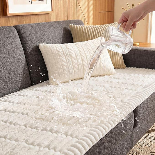 Fixwal Waterproof Flannel Dog Couch Cover, 27.6" x 94.5", White | Integrated TPU Barrier, Non-Slip Backing, Machine Washable, Pet Friendly, Easy Clean Pet Hair, Soft Sofa Cushion Protector by Fixwal