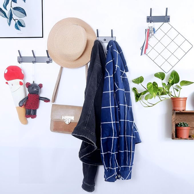 WEBI Coat Rack Wall Mounted,3 Coat Hooks for Hanging Coats,Heavy Duty Metal Hook Rack Hook Rail Coat Hanger Wall Coat Rack with Hooks for Clothes Entryway Jacket,Black,2 Packs - Image 8