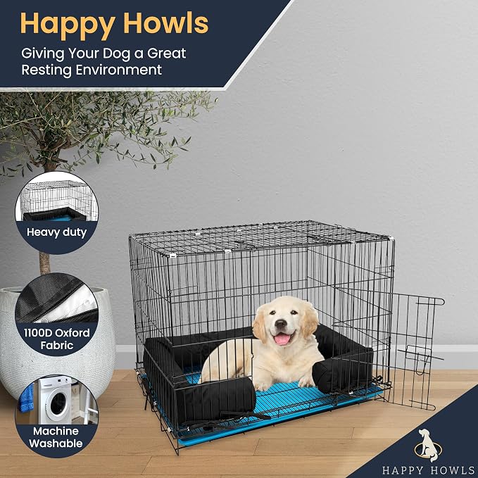 Happy Howls Dog Crate Bumper - Dog Cage- Waterproof 1100D Fabric - with Reinforced Ties & Durable Zippers - Fits Front or Side Door Puppy Kennels - Removable Cover (Beige, 30.0" L x 19.0" W) - Image 3