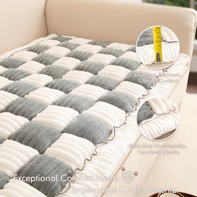 Couch Cover for Sofa, Sectional Couch Cover for Dogs, Sofa Cover Washable, Cushion Cover Blanket Pad Bed Mat for Pets, Fleece Furniture Protector, Grey, 27.6x59in - Image 5