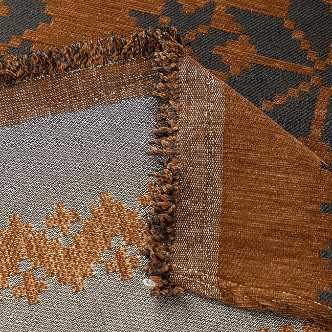 VClife Boho Couch Cover for Christmas 1 Piece Soft Warm Couch Cover for Sectional Sofa, Washable Pumpkin and Black Jacquard Loveseat Sofa Covers for Home Office RV 71"x118" - Image 9