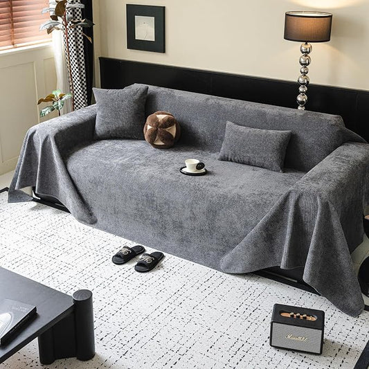 ROOMLIFE Non Slip Waterproof Couch Cover Sofa Covers for 3 Cushion Couch Washable, Furniture Protector Sofa Couch Cover for Dogs, Soft Sofa Slipcover, Couch Throw Blankets (Dark Gray 71''X118'') by ROOMLIFE