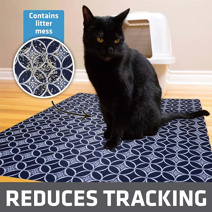 Drymate Cat Litter Box Mat, Litter Trapping Mat, Indigo, 29x36 XL | Waterproof, Urine-Proof, Absorbent, Machine Washable, Soft on Paws, Contains Mess, Protects Floors, Kitten Supplies, USA Made - Image 2