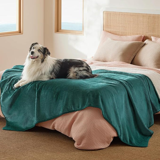 Bedsure Waterproof Blanket for Bed Soft Sherpa Fleece Throw,Twin 80"x60" | Plush Cozy Calming Reversible Dog Blankets for Large Senior Dogs,Warm Bed Couch Cover,Pet Furniture Protector,Green by Unknown