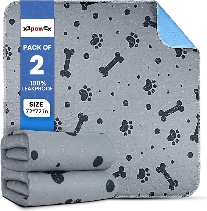 Reusable Dog Training Pads 2 Packs 72’’ x 72’’ Washable Puppy Pads Extra Large Pet Mats for Floor Waterproof Heavy Absorbent Dog Crate Liner for Indoor Use and Large Breed Protection by Unknown