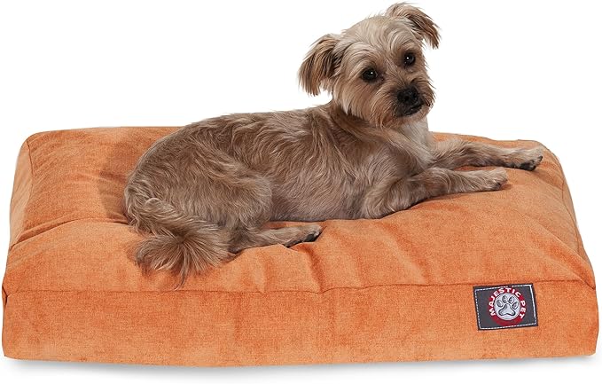 Majestic Pet Villa Rectangle Dog Bed Washable – Non Slip Comfy Pet Bed – Crate Bed with Removable Washable Cover – Kennel Bed for Sleeping, Polyester Fiber, X-Large, Orange by MajesticPet