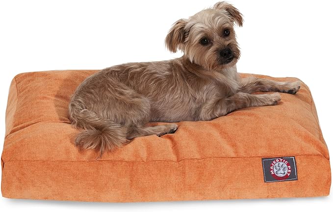 Majestic Pet Villa Rectangle Dog Bed Washable – Non Slip Comfy Pet Bed – Crate Bed with Removable Washable Cover – Kennel Bed for Sleeping, Polyester Fiber, Medium, Orange by MajesticPet