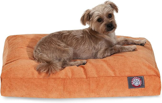 Majestic Pet Villa Rectangle Dog Bed Washable – Non Slip Comfy Pet Bed – Crate Bed with Removable Washable Cover – Kennel Bed for Sleeping, Polyester Fiber, Medium, Orange by MajesticPet
